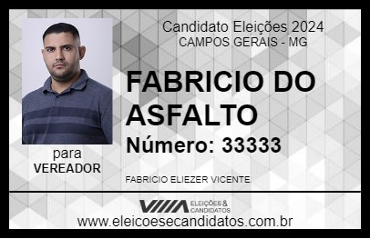 Candidato FABRICIO DO ASFALTO 2024 - CAMPOS GERAIS - Eleições