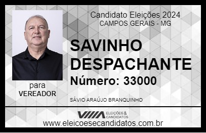 Candidato SAVINHO DESPACHANTE 2024 - CAMPOS GERAIS - Eleições