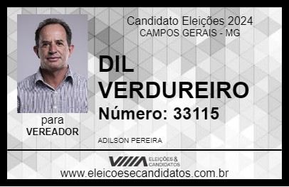 Candidato DIL VERDUREIRO 2024 - CAMPOS GERAIS - Eleições