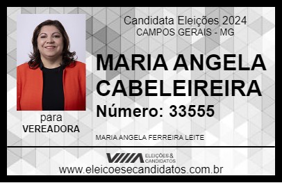 Candidato MARIA ANGELA CABELEIREIRA 2024 - CAMPOS GERAIS - Eleições