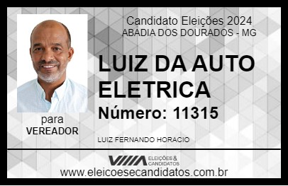 Candidato LUIZ DA AUTO ELETRICA 2024 - ABADIA DOS DOURADOS - Eleições