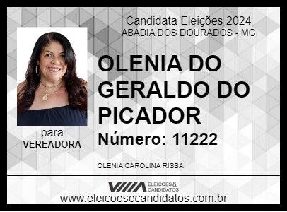 Candidato OLENIA DO GERALDO DO PICADOR 2024 - ABADIA DOS DOURADOS - Eleições