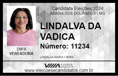 Candidato LINDALVA DA VADICA 2024 - ABADIA DOS DOURADOS - Eleições