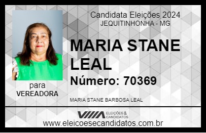 Candidato MARIA STANE LEAL 2024 - JEQUITINHONHA - Eleições