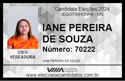 Candidato IANE PEREIRA DE SOUZA 2024 - JEQUITINHONHA - Eleições