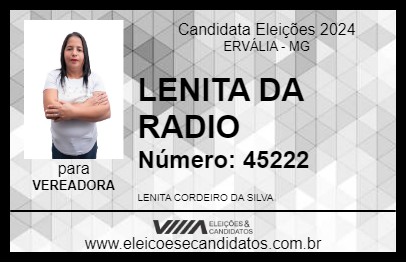 Candidato LENITA DA RADIO 2024 - ERVÁLIA - Eleições