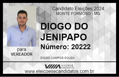 Candidato DIOGO DO JENIPAPO 2024 - MONTE FORMOSO - Eleições