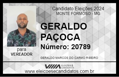 Candidato GERALDO PAÇOCA 2024 - MONTE FORMOSO - Eleições