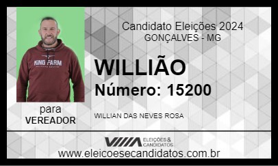 Candidato WILLIÃO 2024 - GONÇALVES - Eleições