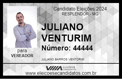 Candidato JULIANO VENTURIM 2024 - RESPLENDOR - Eleições