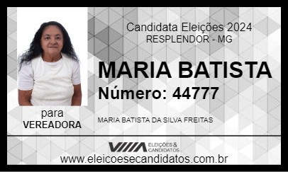 Candidato MARIA BATISTA 2024 - RESPLENDOR - Eleições