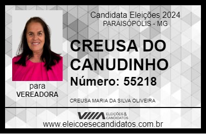 Candidato CREUSA DO CANUDINHO 2024 - PARAISÓPOLIS - Eleições