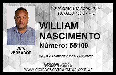 Candidato WILLIAM NASCIMENTO 2024 - PARAISÓPOLIS - Eleições