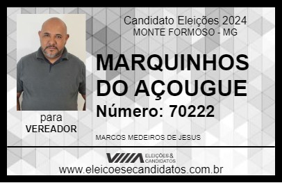 Candidato MARQUINHOS DO AÇOUGUE 2024 - MONTE FORMOSO - Eleições