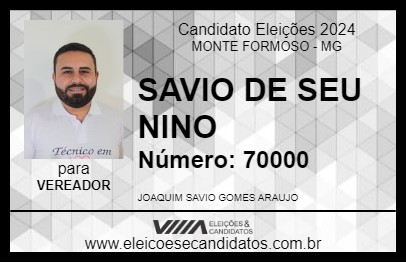 Candidato SAVIO DE SEU NINO 2024 - MONTE FORMOSO - Eleições