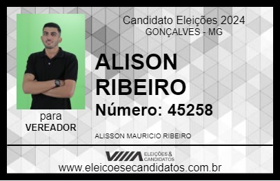 Candidato ALISON RIBEIRO 2024 - GONÇALVES - Eleições