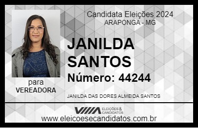 Candidato JANILDA SANTOS 2024 - ARAPONGA - Eleições