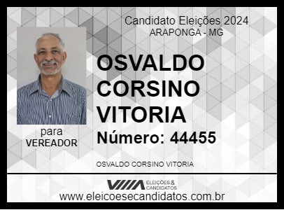 Candidato OSVALDO CORSINO VITORIA 2024 - ARAPONGA - Eleições