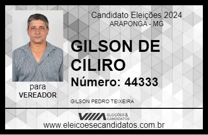 Candidato GILSON DE JOÃO CILIRO 2024 - ARAPONGA - Eleições