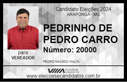 Candidato PEDRINHO DE PEDRO CARRO 2024 - ARAPONGA - Eleições