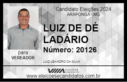 Candidato LUIZ DE DÉ LADÁRIO 2024 - ARAPONGA - Eleições