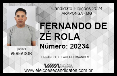 Candidato FERNANDO DE ZÉ ROLA 2024 - ARAPONGA - Eleições