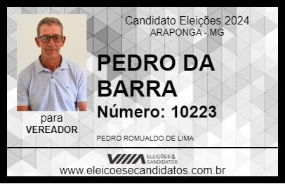 Candidato PEDRO DA BARRA 2024 - ARAPONGA - Eleições