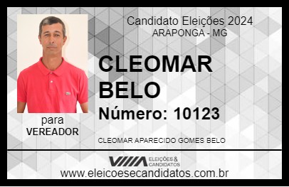 Candidato CLEOMAR BELO 2024 - ARAPONGA - Eleições