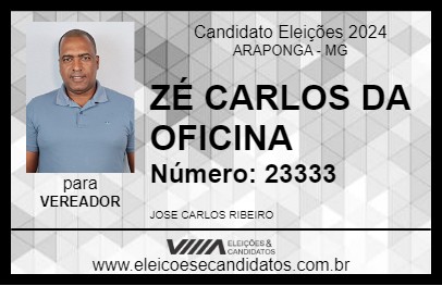 Candidato ZÉ CARLOS DA OFICINA 2024 - ARAPONGA - Eleições