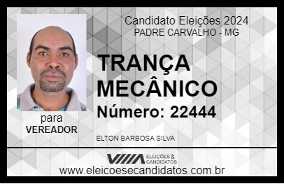 Candidato TRANÇA MECÂNICO 2024 - PADRE CARVALHO - Eleições