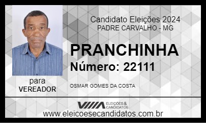 Candidato PRANCHINHA 2024 - PADRE CARVALHO - Eleições