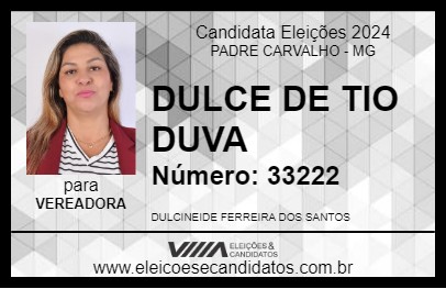 Candidato DULCE  DE TIO DUVA 2024 - PADRE CARVALHO - Eleições