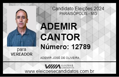 Candidato ADEMIR CANTOR 2024 - PARAISÓPOLIS - Eleições