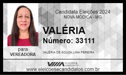 Candidato VALÉRIA 2024 - NOVA MÓDICA - Eleições