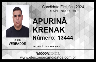 Candidato APURINÃ KRENAK 2024 - RESPLENDOR - Eleições