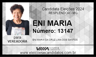 Candidato ENI MARIA 2024 - RESPLENDOR - Eleições