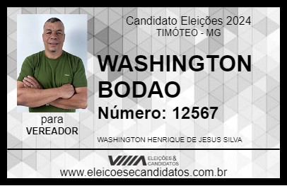 Candidato WASHINGTON BODAO 2024 - TIMÓTEO - Eleições