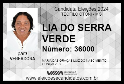 Candidato LIA DO SERRA VERDE 2024 - TEÓFILO OTONI - Eleições