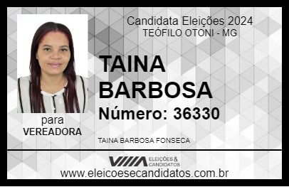 Candidato TAINA BARBOSA 2024 - TEÓFILO OTONI - Eleições