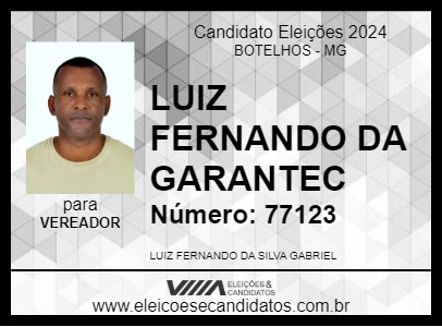 Candidato LUIZ FERNANDO DA GARANTEC 2024 - BOTELHOS - Eleições