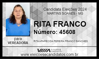 Candidato RITA FRANCO 2024 - MARTINS SOARES - Eleições