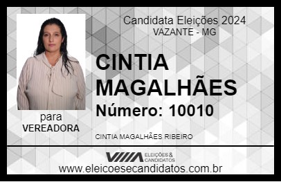 Candidato CINTIA MAGALHÃES 2024 - VAZANTE - Eleições