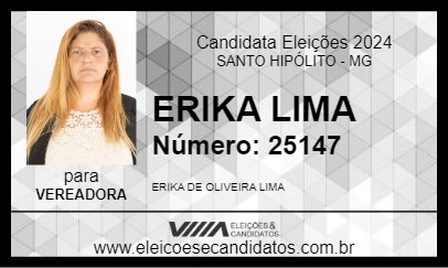 Candidato ERIKA LIMA 2024 - SANTO HIPÓLITO - Eleições