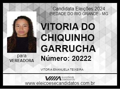 Candidato VITORIA DO CHIQUINHO  GARRUCHA 2024 - PIEDADE DO RIO GRANDE - Eleições