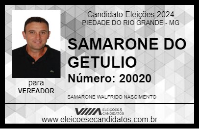 Candidato SAMARONE DO GETULIO 2024 - PIEDADE DO RIO GRANDE - Eleições