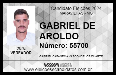 Candidato GABRIEL DE AROLDO 2024 - MARAVILHAS - Eleições