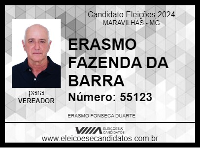 Candidato ERASMO FAZENDA DA BARRA 2024 - MARAVILHAS - Eleições