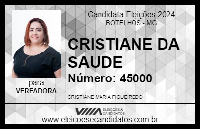 Candidato CRISTIANE DA SAUDE 2024 - BOTELHOS - Eleições