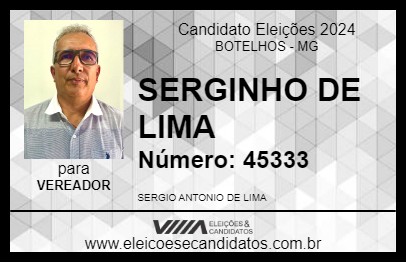 Candidato SERGINHO DE LIMA 2024 - BOTELHOS - Eleições