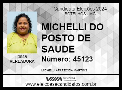 Candidato MICHELLI DO POSTO DE SAUDE 2024 - BOTELHOS - Eleições